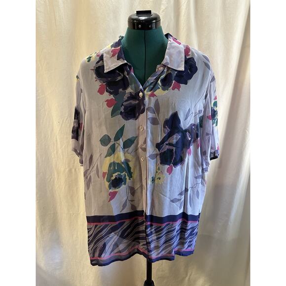 Sag Harbor Floral Button-Down Shirt Women’s XL – Vintage 100% Rayon - Picture 1 of 6